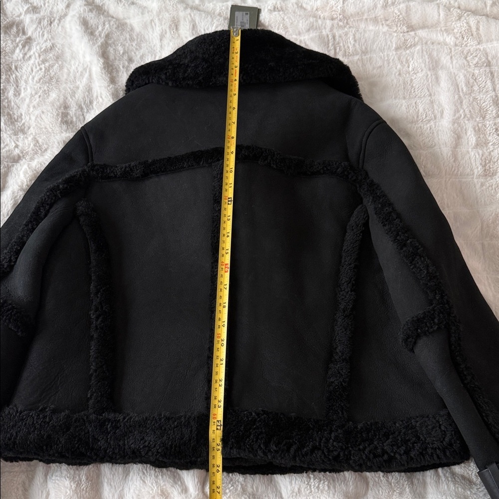 ALLSAINTS Shearling, Suede & Leather Black Jacket Biker/Moto-Inspired NWT Sz L - Picture 13 of 16